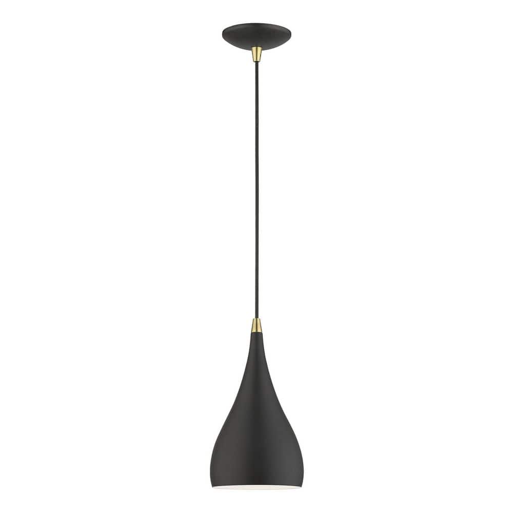 Textured Black and Antique Brass Mini Pendant Light