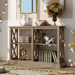46.5 in. L Khaki Rectangle Wood Console Table with X Shape Legs