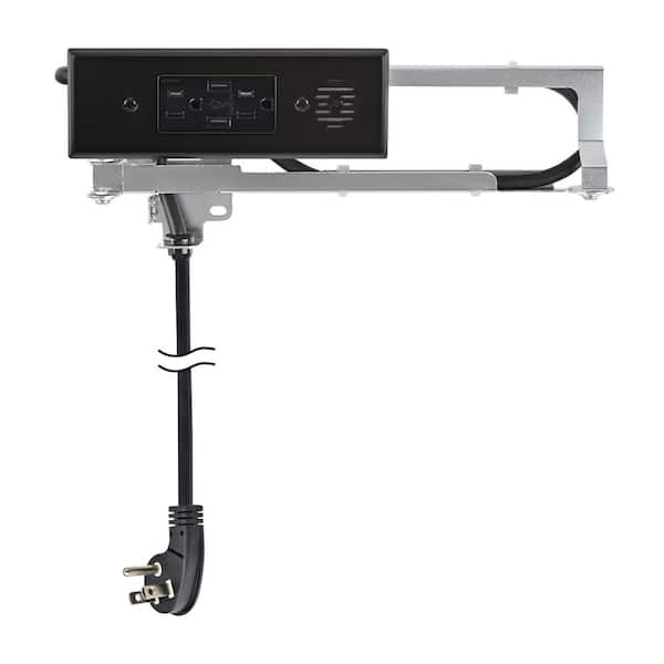 DOCKING DRAWER Blade in-Drawer 15 Amp Indoor 5-15 Surface Mount Single Outlet with 2 AC Outlets 2 USB-A Ports, Black