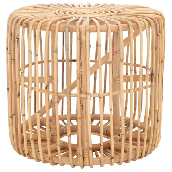 SAFAVIEH Jabez 21.7 in. Beige Round Rattan Wood End Table
