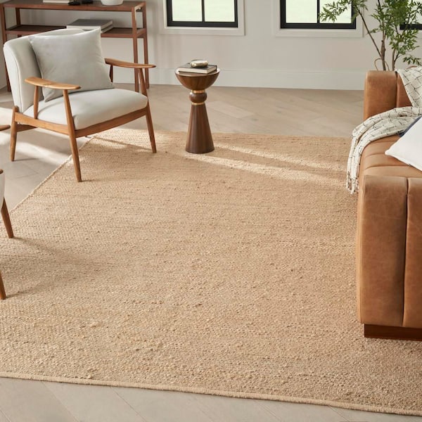 Natural Jute Bleached 7 ft. x 10 ft. All-Over Design Contemporary Area Rug