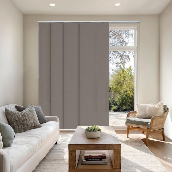 Chicology Dried Sage Adjustable Sliding Panel Track Blind with 23 in. Slats up to 86 in. W x 96 in. L