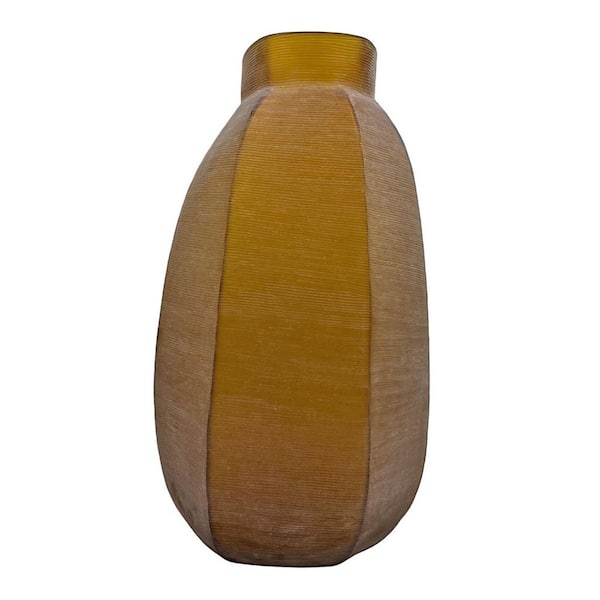 20 in. Brown Decorative Stone Glass Geometric Vase