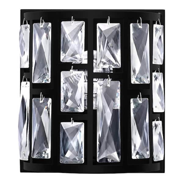 Home Decorators Collection Kristella 1-Light Matte Black Clear Glass Indoor Wall Sconce