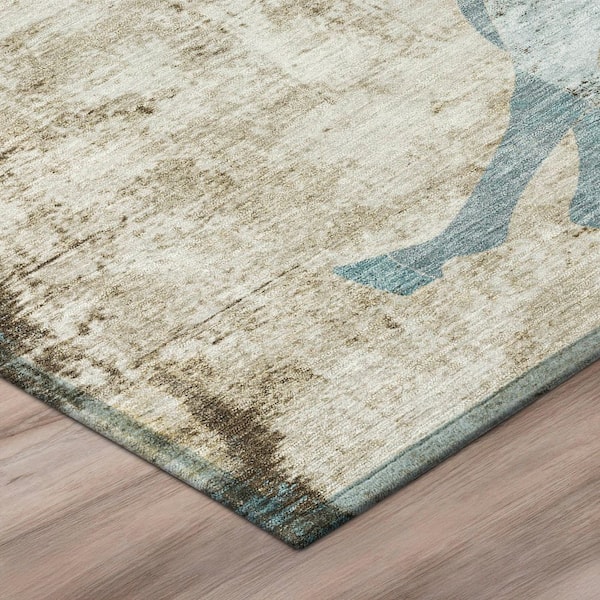 Chantille Machine Washable Indoor/Outdoor Abstract ACN3109 Linen 8 ft. x 8 ft. Round Rug