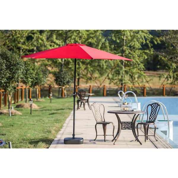 Patio Festival 9 ft. Steel Market Patio Umbrella in Scarlet Red