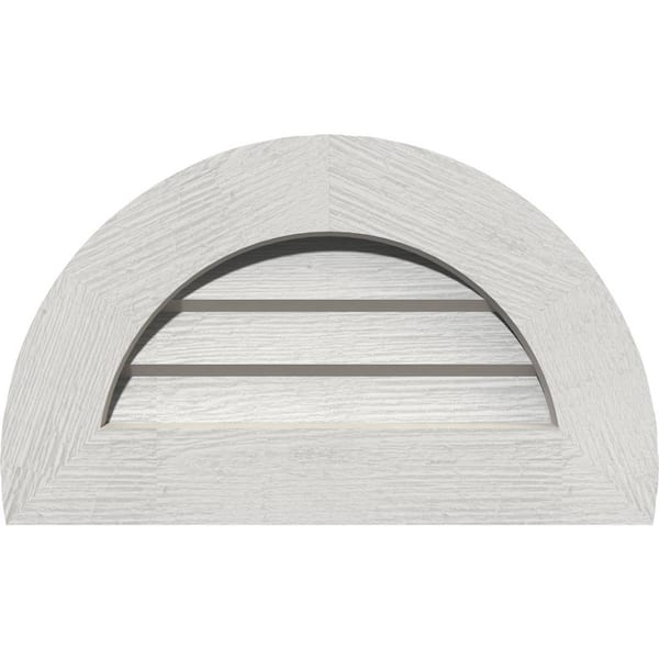 Ekena Millwork 17" x 11" Half Round Primed Rough Sawn Western Red Cedar Wood Paintable Gable Louver Vent Non-Functional