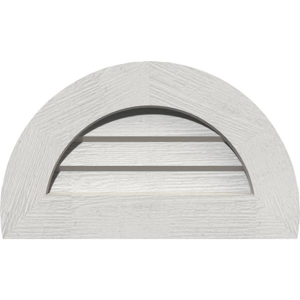 Ekena Millwork 19" x 12" Half Round Primed Rough Sawn Western Red Cedar Wood Paintable Gable Louver Vent Non-Functional