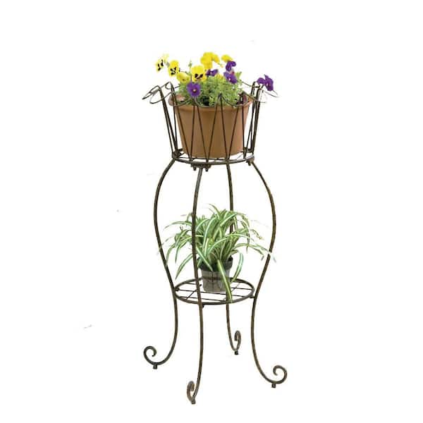 Deer Park 16 in. Metal Tall Round Wave Planter