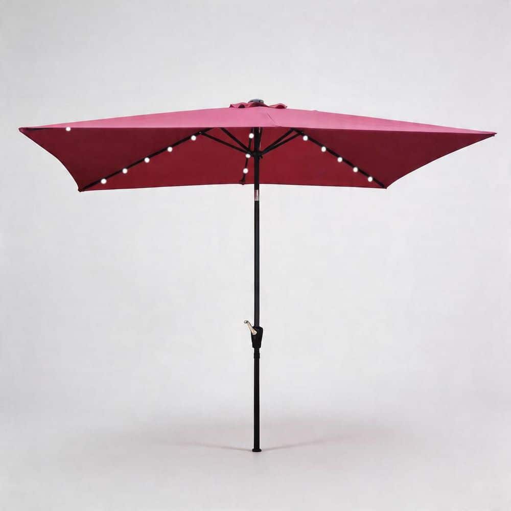9 ft. Steel Push-Button Tilt Crank Lift Wind Vent Patio Umbrella in Pattern Plus Orange Durable Construction price history on PriceWatchPro