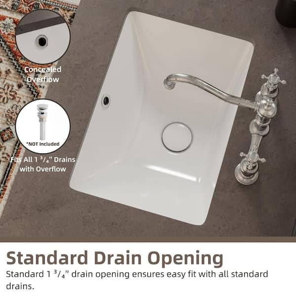 Los Flexi 18 in. Undermount Bathroom Sink Rectangle in White