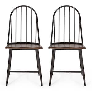 Coalton Dark Brown and Black Spindle Back Dining Chair (Set of 2)