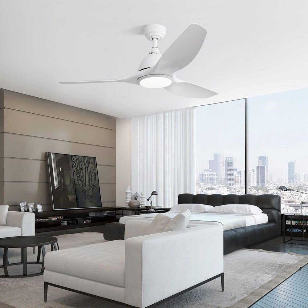52 in. Indoor White Ceiling Fan with Light, 3 ABS Blades, Dimmable, Reversible DC Motor, 3 Colors Adjustable and Remote price history on PriceWatchPro