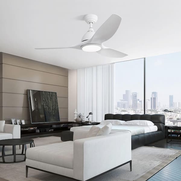 Byteany 52 in. Indoor White Ceiling Fan with Light, 3 ABS Blades, Dimmable, Reversible DC Motor, 3 Colors Adjustable and Remote