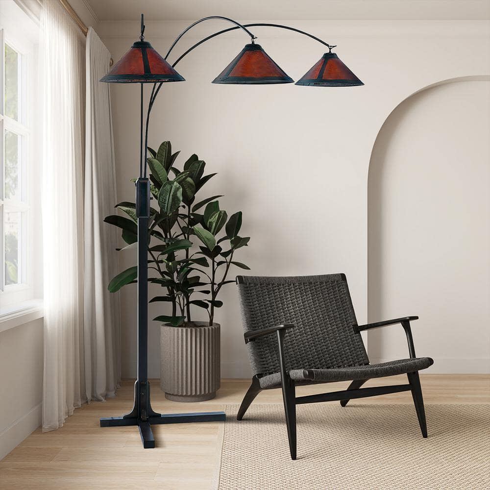 Espresso Bronze Adjustable Multi-Head Arc Floor Lamp