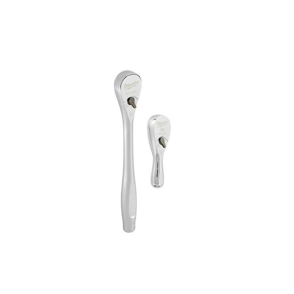 Milwaukee 3/8 in. Drive Ratchet and 1/4 in. Drive 90-Tooth 3 in. Stubby Ratchet (2-Piece)