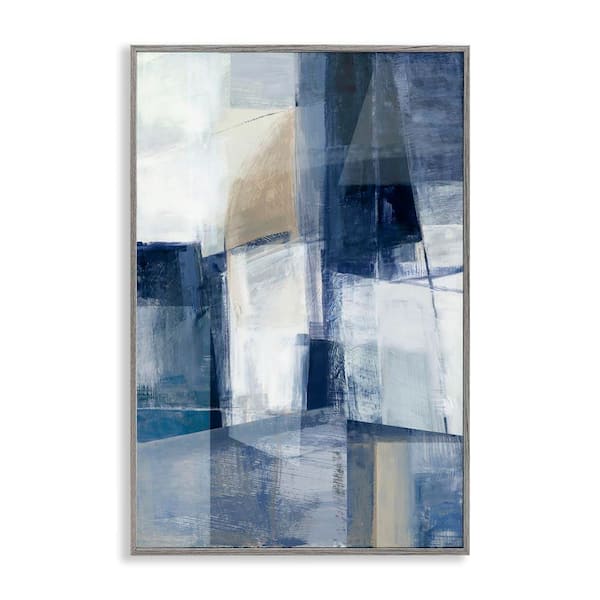 Stupell Industries Dynamic Geometric Abstract by Hannah Dawson Gray Framed Abstract Giclee Art Print 24 in. x 16 in.