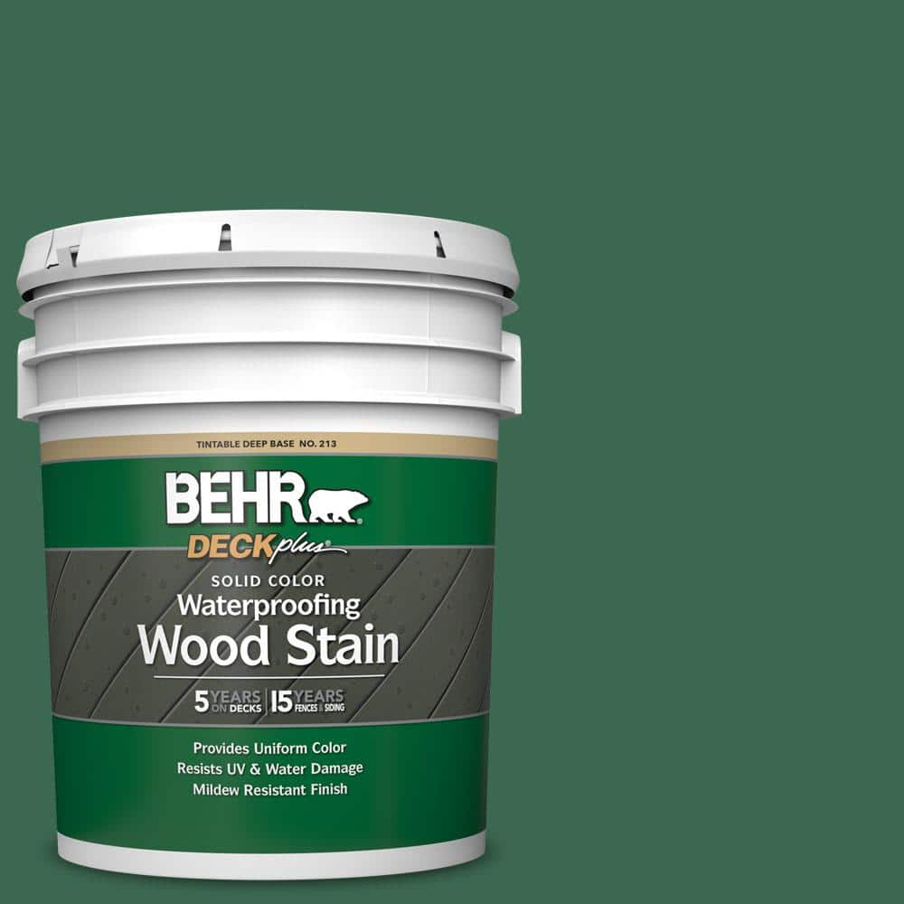 BEHR DECKplus 1 gal. #M410-7 Perennial Green Solid Color Waterproofing  Exterior Wood Stain 21301 - The Home Depot