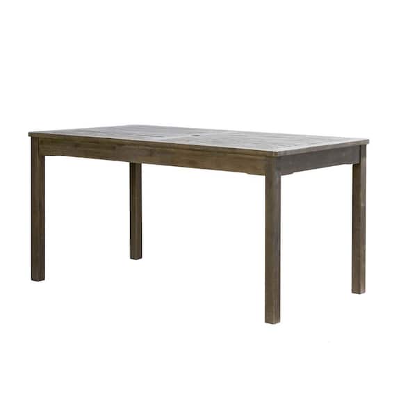 Zeus & Ruta Grey Washed Rectangular Farmhouse Wood Patio Outdoor Dining Table for 6 Seaters