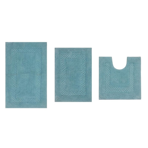 HOME WEAVERS INC Classy Bathmat Blue Cotton 5-Piece Bath Rug Set  BCL5PC1721202124BL - The Home Depot