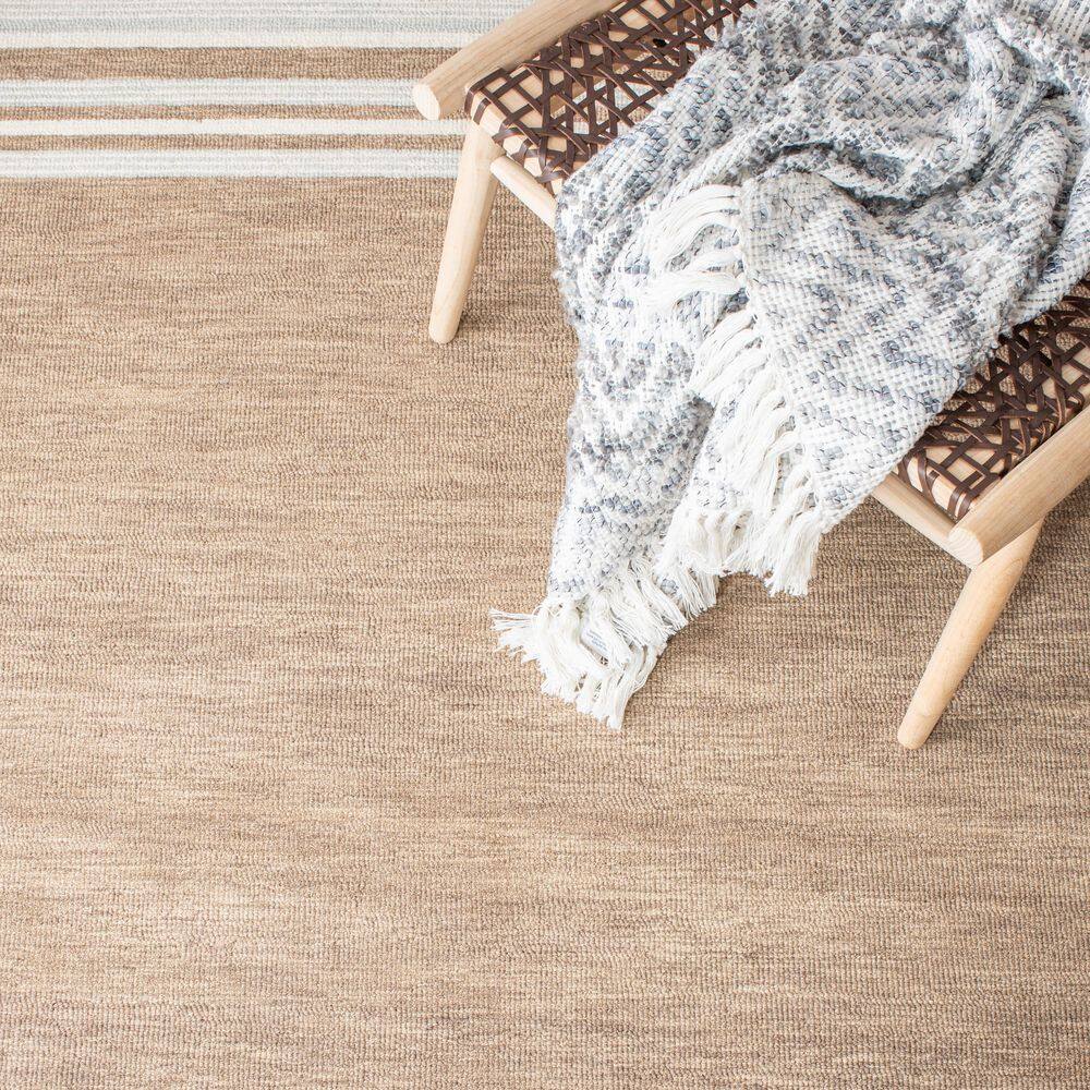 Ivory and Brown Hand-Tufted Wool Rectangular Rug