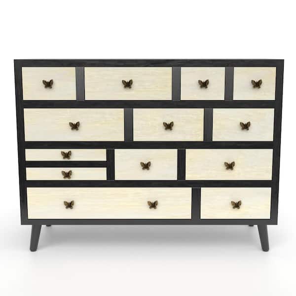 Steve Silver Papillon Ebony/Ivory Sideboard with 13 Drawers AP460SB - The  Home Depot