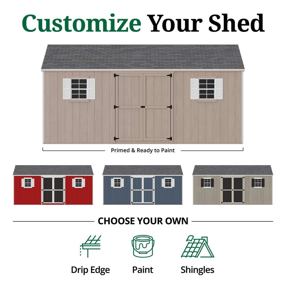 12x18 Dark Gray Wood Storage Shed Kit with Windows