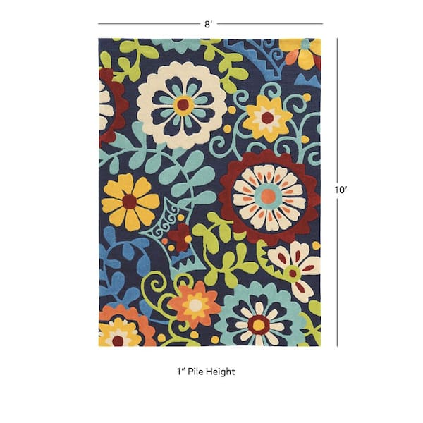 Legion Frond Navy/Blue 8 ft. x 10 ft. Area Rug