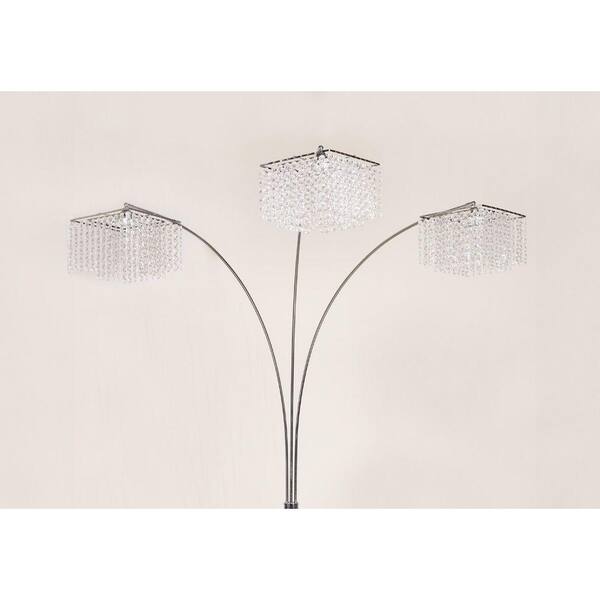 Jushua 87 in. H 3-Light Silver Multi-head Arc Floor Lamp with