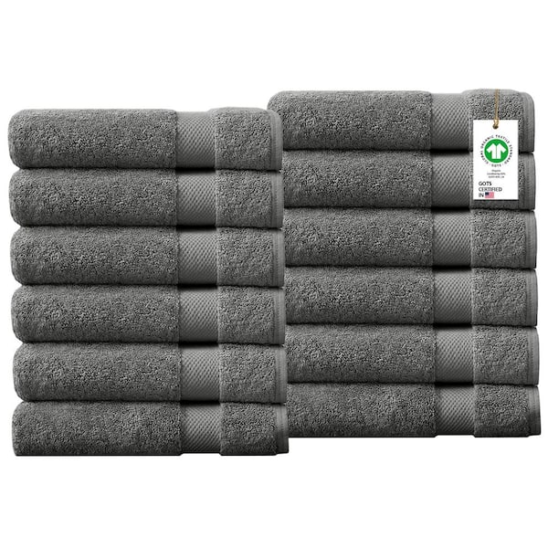 MADISON PARK SIGNATURE Luxor 100% Egyptian Cotton Luxurious Bath Towel Set  - Grey 