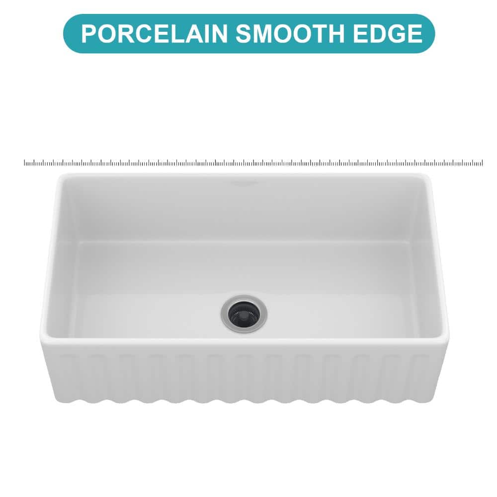 33 in. Farmhouse Single Bowl White Ceramic Kitchen Sink with Drain Assembly price history on PriceWatchPro