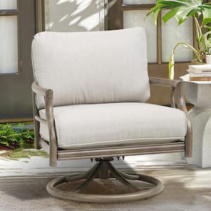 Lamando Aluminum Patio Outdoor Swivel Lounge Chair with Light Mixed Gray Cushions (1-Piece)
