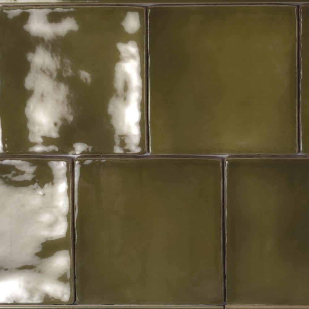 Olive Green Glossy Ceramic Square Wall and Floor Tile