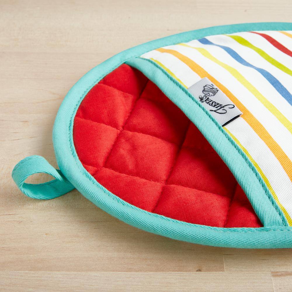 Fiesta Tropical Stripe Multicolor Cotton Pot Holder Set, 8"x10"