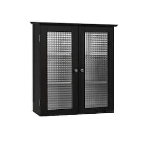 Chesterfield 22-1/2 in. W x 25 in. H x 8 in. D Bathroom Storage Wall Cabinet with Two Glass Doors in Espresso