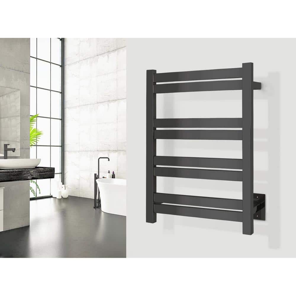 Maple 8-Bar Matte Black Stainless Steel Wall Mounted Towel Warmer