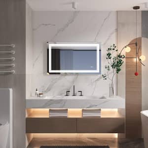 24 in. W x 40 in. H Rectangular Frameless Dimmable Anti-Fog Wall Bathroom Vanity Mirror with UL LED Lights in Aluminum