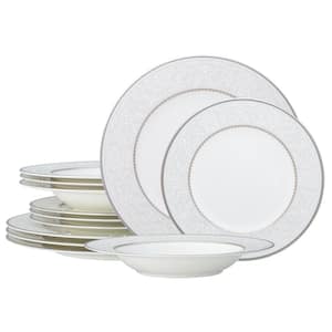 Brocato 12-Piece (White) Bone China Dinnerware Set, Service for 4