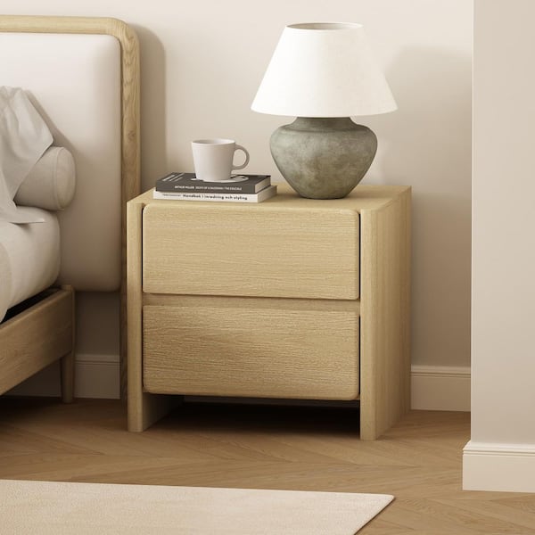 Linda Modern Natural Oak 2-Drawer 24 in. W Nightstand