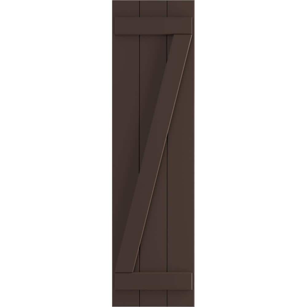 16-1/8 in. x 39 in. True Fit PVC Three Board Joined with Z-Bar Board and Batten Shutters Pair in Raisin Brown price history on PriceWatchPro