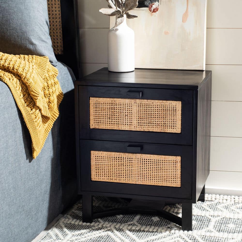 Hedwig Black/Natural 2-Drawer Nightstand price history on PriceWatchPro