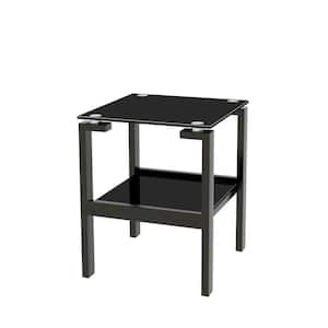 Modern 17.72 in. Black Square Glass End Table