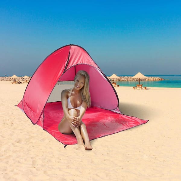 【BRICK】PARASOL WAVES SUNSET TEE ITOPFOX 5.41 ft. x 4.92 ft. Pop Up Beach Tent Sun Shade