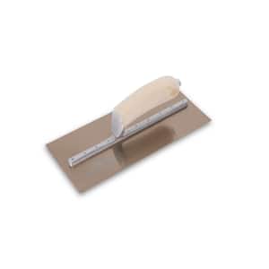 10-1/2 in. x 4-1/2 in. Golden Stainless Steel Curved Wood Handle Finishing Trowel