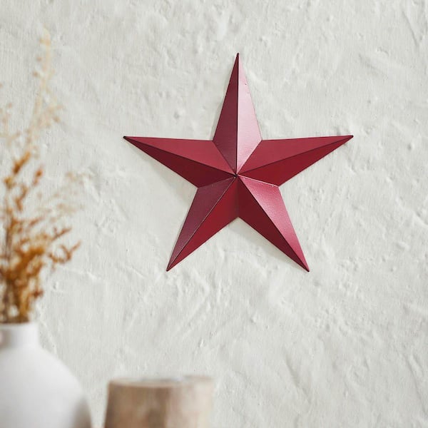1-Piece 12 in. x 12 in. Red Distressed Metal Star Wall Decor