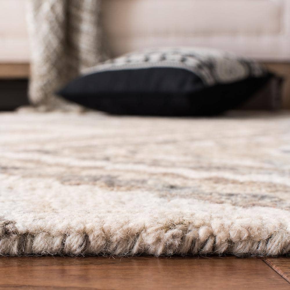 Ivory and Taupe Hand-Tufted Wool Area Rug, 8' x 10'