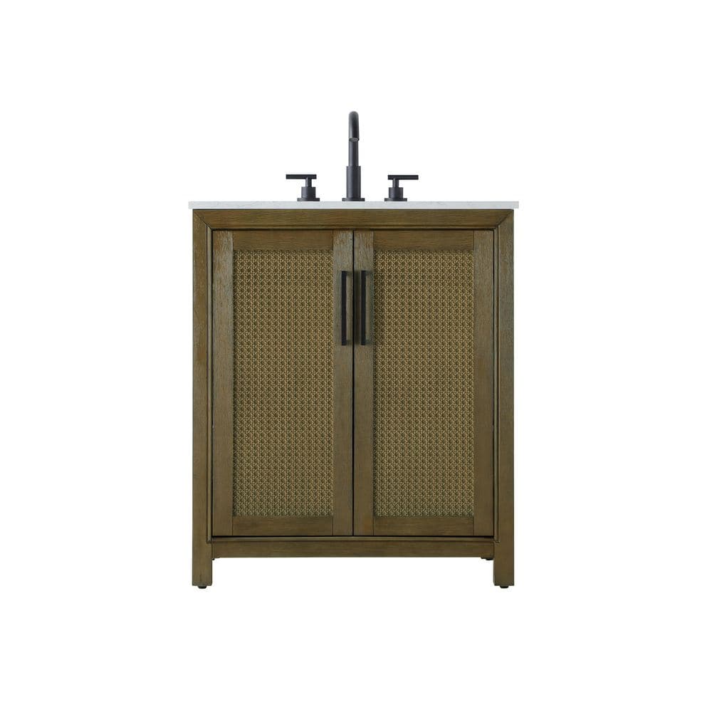 30 in. Single Sink Hazel Oak Bath Vanity with White Engineered Marble Top price history on PriceWatchPro