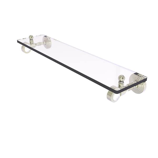 Allied Brass Pacific Grove 22 in. W 3.2 in. H x 5.1 in. D Glass Rectangular Shelf in Polished Nickel