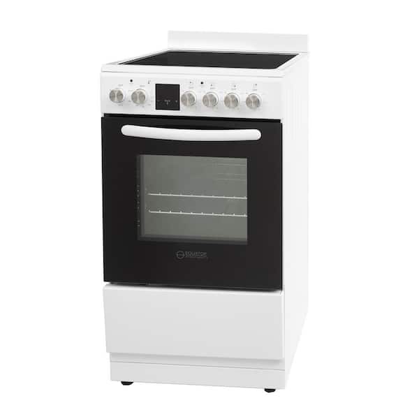 20 in. Electric Cooking Range 4-Elements Ceramic Burners Freestanding 1.9cu. ft. Convection Oven plus Air Fryer in White
