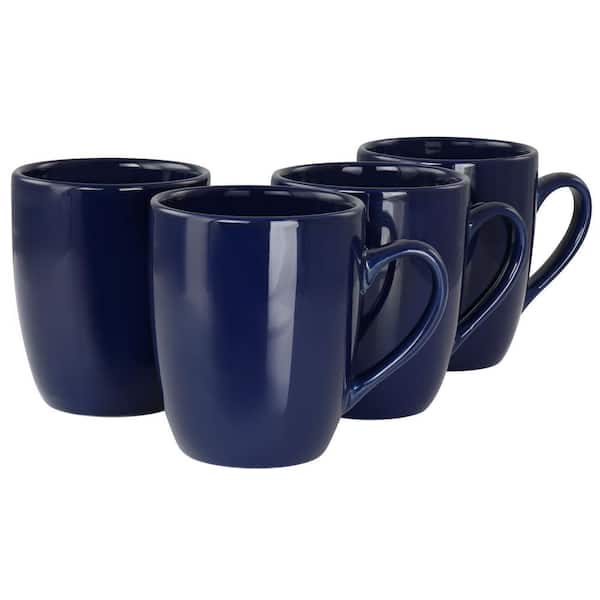 Gibson Simply Essential 4-Piece Stoneware 14.4 oz. Coffee Mug Set in Navy Blue